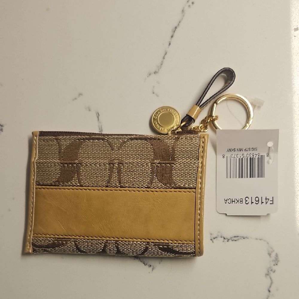 Coach Brown and Gold Keychain Wallet